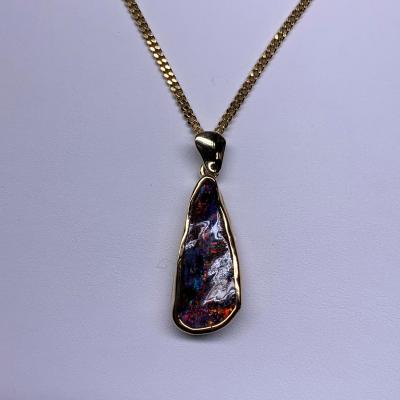 Anhänger Gelbgold mit Boulderopal